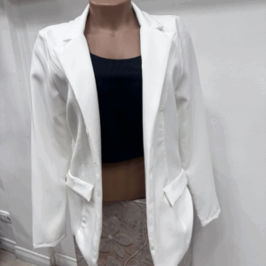 Blazer Largo de Mujer en Blanco Elegante - Talle M